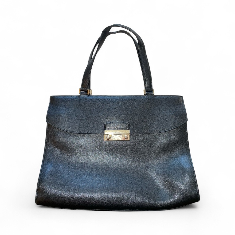 Furla Black Leather Handbag - handle wear, needs repair - Picture 10 of 10